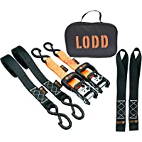 Los mejores  - LODD - Correa de Amarre con trinquete- 1500kg- 38mm x 3-4m - Pack de 2 con Ganchos en S seguridados y plastificados-+ 2…